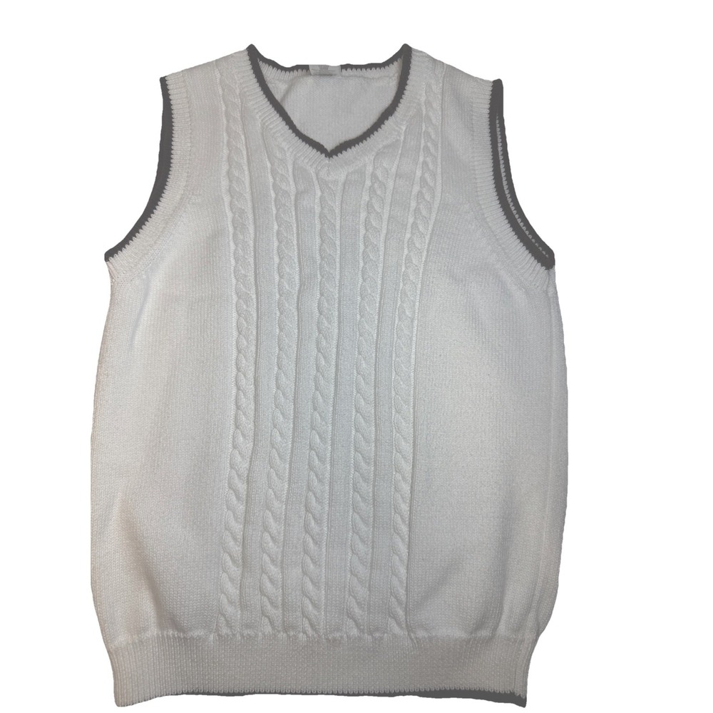 Gymboree Celebrate Spring Boy's White Cable Knit Sweater Vest size M 7-8‎